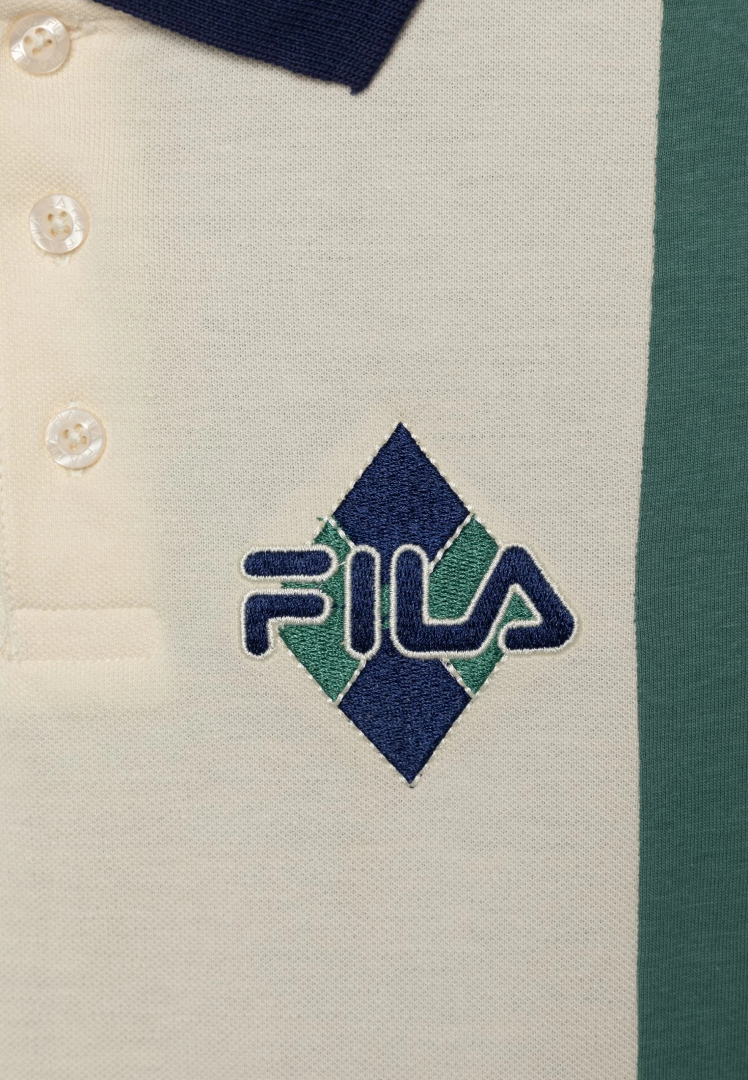 Fila Techelsdorf Unisex - Polo Shirt - Blue Spruce/Antique White/Medieval Blue - Image 3