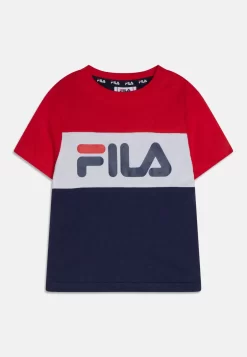 Fila Balimo Blocked Tee Unisex - Print T-Shirt - Medieval Blue/True Red/Bright White