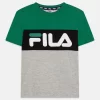 Fila Balimo Blocked Tee Unisex - Print T-Shirt - Light Grey Melange/Verdant Green/Black