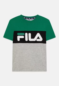 Fila Balimo Blocked Tee Unisex - Print T-Shirt - Light Grey Melange/Verdant Green/Black